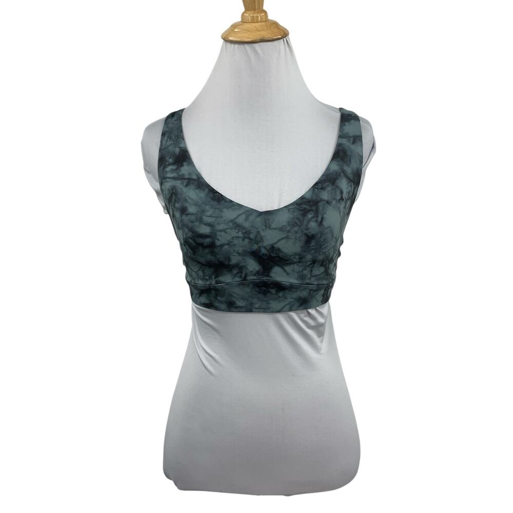 Athleta Sports Bra Womens XS/S Dusty Blue Black Diamond Dye Strappy Back Yoga